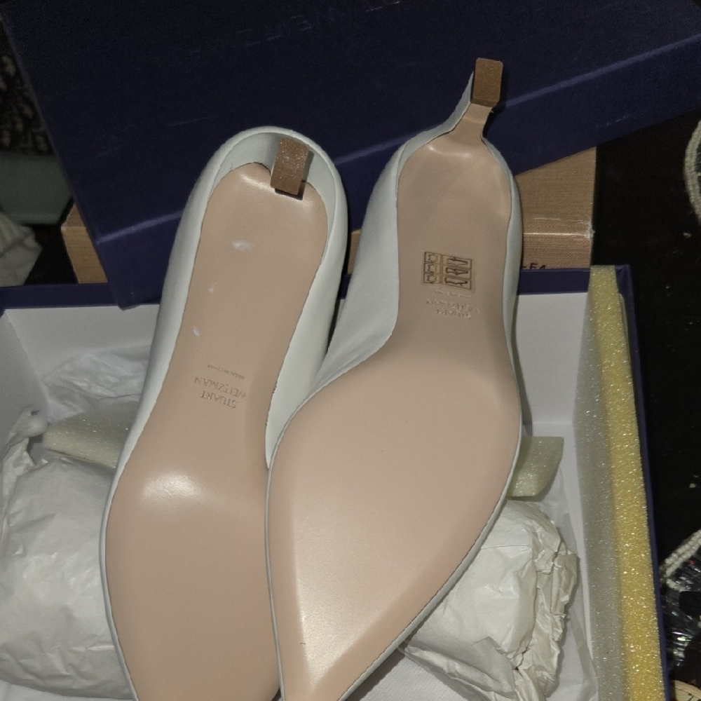 Stuart Weitzman White MIRA Mules - Picture 7 of 7